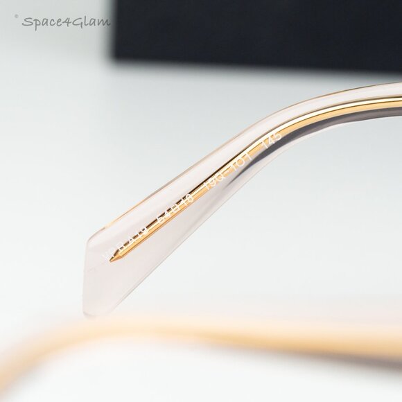 BRAND NEW Prada PRA19V 19Q1O1 Transparent Peach Square Women Eyeglasses 0PR A19V - Picture 4 of 6
